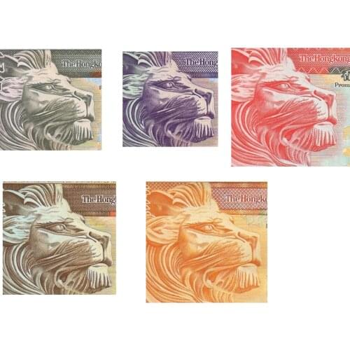 Hong Kong Set 5 PCS, P-201-205, Random Year, 20-1000, UNC Original Note for Collection HSBC-Lion Notes
