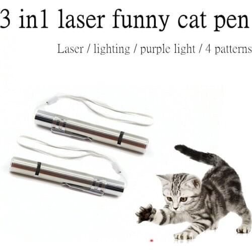 Pet Toy USB Charging Cat Stick Light Night Lighting 3 in 1 Toy Four Modes Optional Pet Supplies Purple Laser Toys Qianyi
