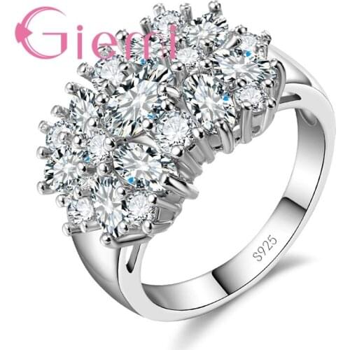 Exquisite Flower Shape Shiny Multiple Colour Crystal Stone Ring Anniversary Wedding Ceremony 925 Silver and CZ