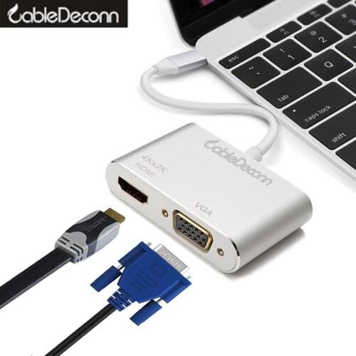 Usb c hub hdmi vga adapter Thunderbolt 3 usb Type-c hdmi 4k vga 2in1 cable usb3.1 Converter For mac apple new Macbook pro 2017