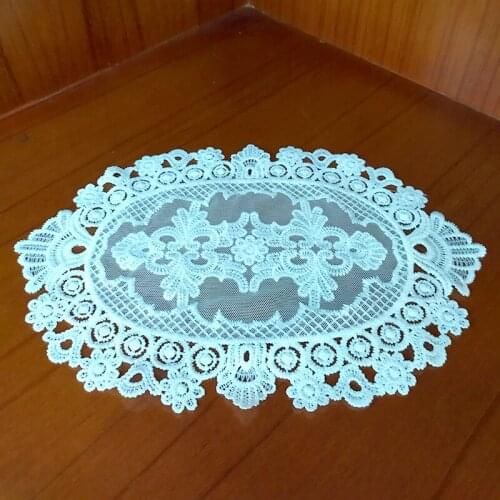 32x22cm Oval Shaped Lace Embroidery Table Place Mat White Placemat Cup Mug Coaster Napkin Doily Cookware Kitchen