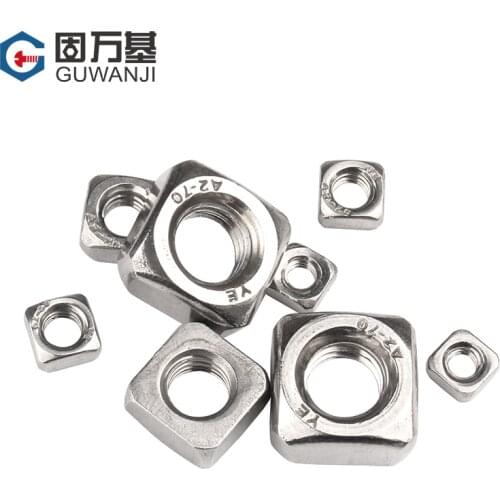 2/5/10/50pcs M3 M4 M5 M6 M8 M10 M12 DIN557 GB39 304 A2-70 Stainless Steel Metric Threaded Square Nut Foursquare Quadrate
