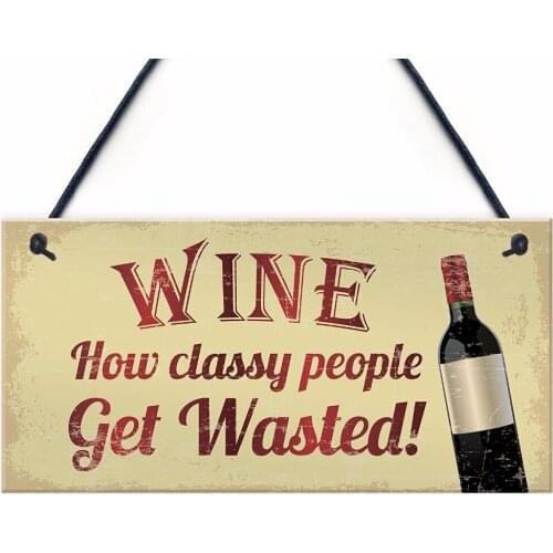Meijiafei Wine Classy People Hanging Novelty Alcohol Plaque For Kitchen Bar Pub Wall Sign Decor Wine Signs For Him Her 10" x 5"