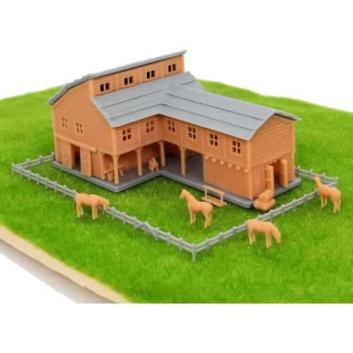 Outland Models Country L-Shape Barn House w Accessories Z Scale