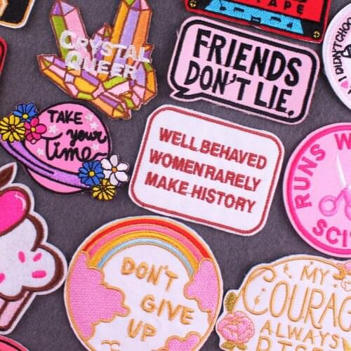 Cartoon Embroidered Patches For Clothing Rainbow/Flower Patch Applique Letter Stripe Embroidery Patch On Jacket Iron On Patches