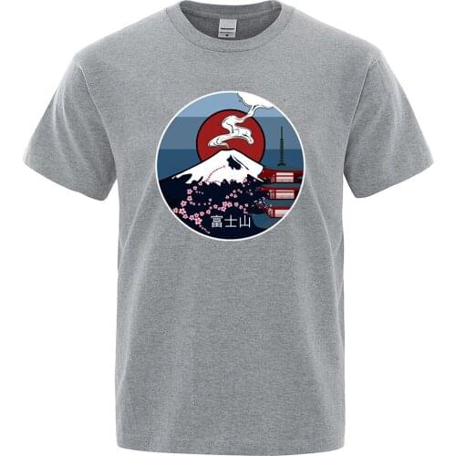 Japan Mount Fuji Printing printMen Tees Shirt Oversized Brand Clothes Short Sleeve Vintage T Shirt Mens Fashion Brand T-shirt