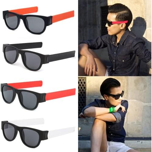 Men Women Outdoor Cycling Wrist folding Sunglasses Sports Polarized sunglasses Roll Bracelet Trend Foldable Sun Glasses