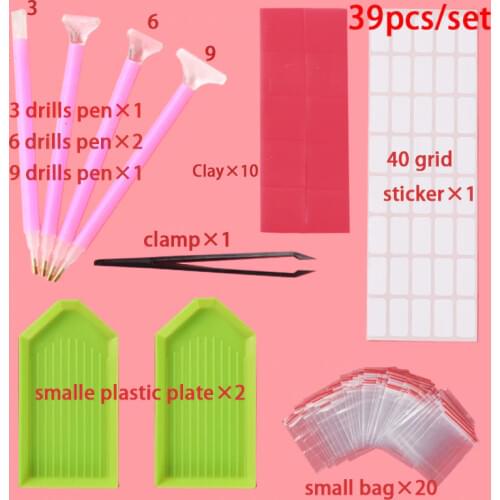 38pcs/set Diamond Painting Tool pen Full Kits Diamond Embroidery Accessories Rhinestones Boxes Cross Stitch Cases Fast Tools Kit