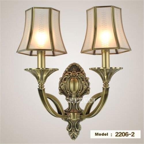 New 2206-2 European Style Copper Wall Lamp Aisle Lights Living Room Bedroom Balcony Corridor Outdoor Wall Lamp 110/220V 3-5m2