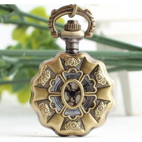 New bronze Hollow out gold surface Fashion quartz classic high quality pendant Necklace pocket watches
