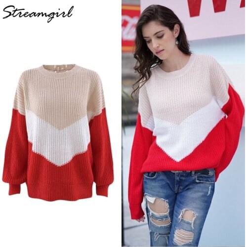 Autumn Winter Oversized Sweater Women Oversize Fashion Loose Womens Sweaters Office Pullover Knitted Patchwork Sweater Oversize