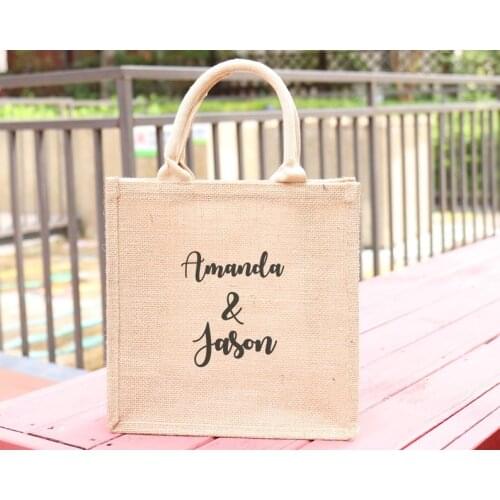 Personalized Burlap Tote Bridesmaid Wedding Welcome Bag Beach Gift Favor Bachelorette Sleepover Kids Birthday Hen Party Bag