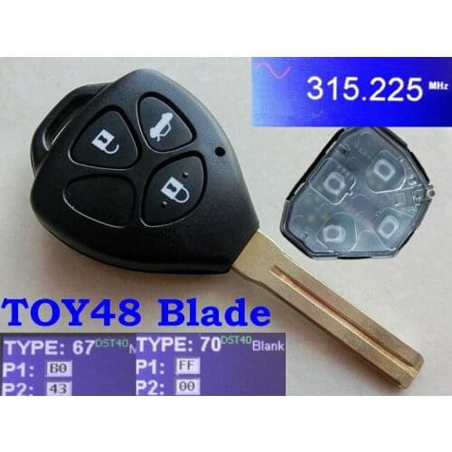 RMLKS 3 Button Remote Key Fob 315MHz 4D60 4D67 Chip TOY48 Blade Fit For Toyota Crown
