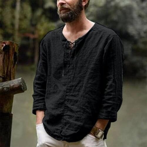 2021 Without collar Shirt Masculina Camisa Slim Fit Jogging Blouse Summer Casual Men Long Short Sleeve Pullover cotton Linen