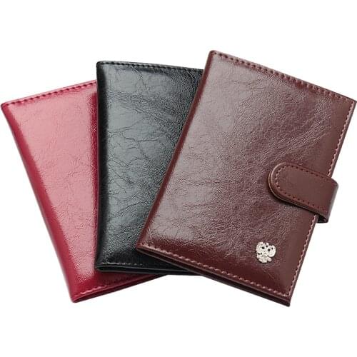 Russian Oil Wax Metal double-headed eagle Buckle casual passport cover Built in RFID Blocking Protect personal information