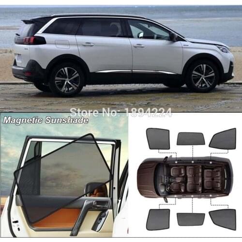 Car Full Side Windows Magnetic Sun Shade UV Protection Ray Blocking Mesh Visor For Peugeot 5008 2017