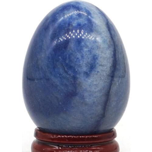 Blue Quartz Sphere Egg Healing Reiki Crafts Massage Finger Exercise Feifanstyle natural stone minerals 34x44MM