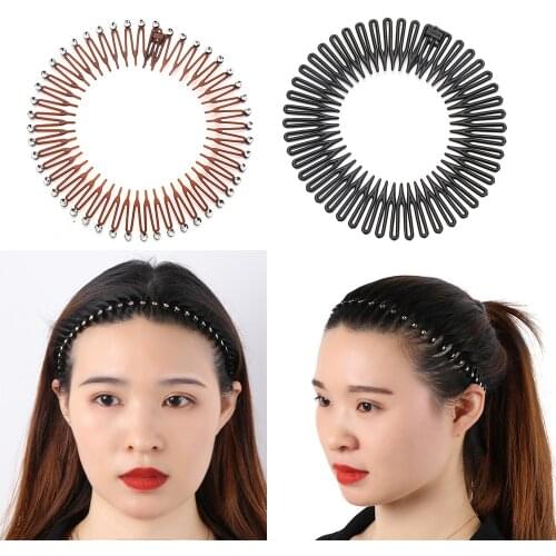 Rhinestone Elastic Hair Band Flexible Foldable Plastic Comb For Makeup Bath Hair Clip For Swimming