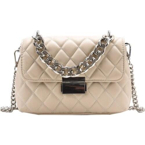 High Quality Female PU Leather Bag Womens Shoulder Bag Lady Messenger Handbag Portable Small Square Chain Bag