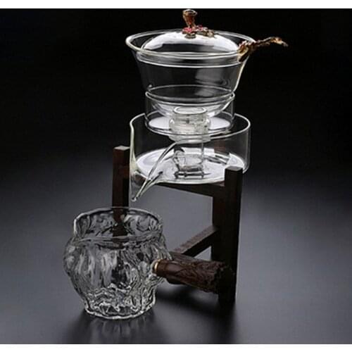 Heat resistant glass tea set electromagnetic water diversion rotary cup semi automatic teapot lazy teapot Kung Fu Tea Set