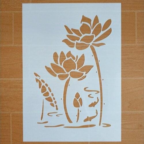 DIY Painting A4 Size Lotus Design Reusable Stencil Templates For Wall Furniture Fabric painting Decor Emboss Paper Cards