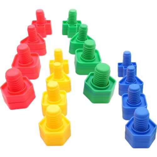 Screw building blocks plastic insert blocks nut shape toys for children Educational Toys