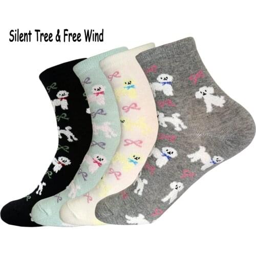 Japanese Women Kawaii Dog Ankle Socks Cute Womens Female Colorful Poodle Pet Puppy Animal Casual Cartoon Cotton Sock For Girls