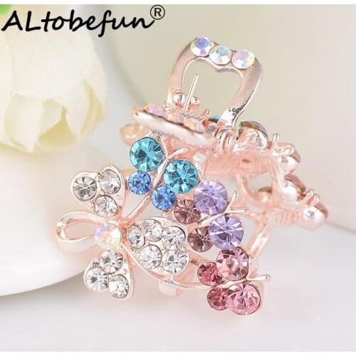 ALTOBEFUN Women Girls Ladies Rhinestone Crystal Butterfly Hair Claws Hair Accessories Hollow Out Hair Clip Ornament AE011