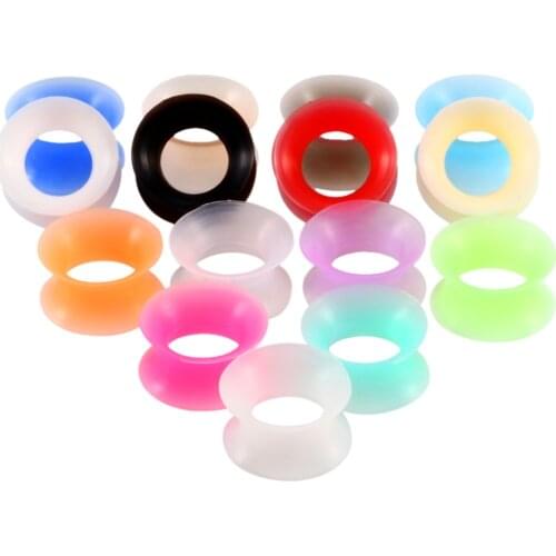 30PCS Silicone Flexible Thin Double Flared Ear Plugs Flesh Tunnel Ear Expander Stretcher Earlets Earring Gauges Piercing Jewelry