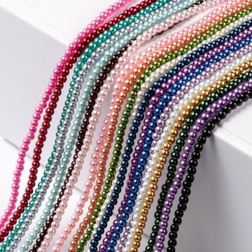 20 Strands Pearlized Glass Pearl Beads 4mm 6mm 8mm Mix Colors Round Loose Beads for Women DIY Jewelry Making Bracelet Necklace