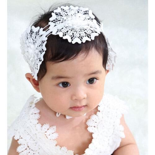 Christening Headband Lace Crown Baby Girls White Lace Headbands Newborn Halo Headband Infant Baptism Hair band Shower gift HB319