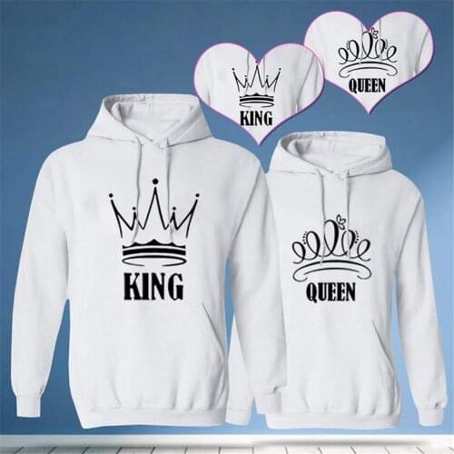 King Queen Lover Sweatshirt Spring Autumn Hooded Hoodies Harajuku Sweatshirt Woman Drop Shipping