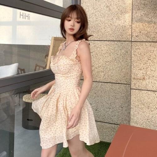 Womens Dresses Japanese Harajuku Vintage Ulzzang Loose Sweet Lovely Floral Dress Female Korean Kawaii Cute Clothing For Women
