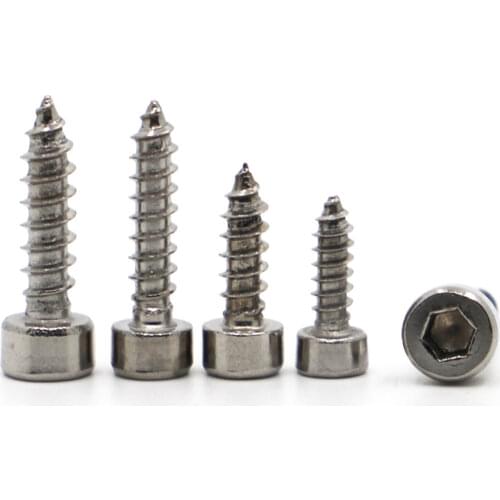 10-50pcs M2 M2.6 M3 M3.5 M4 M5 304 Stainless Steel Allen Socket Head Cap Screw Self-tapping Hexagon Screw