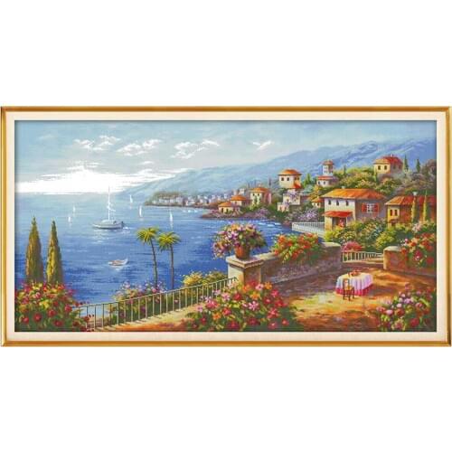 11/14/16/18/27/28 Mediterranean style scenery counted Cross Stitch Set DMC Cross-stitch Kit Embroidery Needlework Home Decor