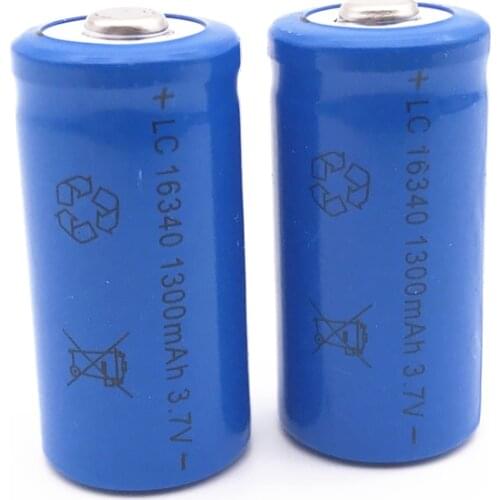 2 x Rechargeable CR123A 16340 1300mAh 3.7V Li-ion battery