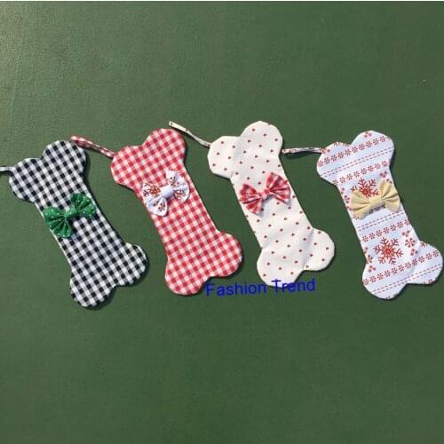 20pcs/lot hot selling 2020 Christmas monogram dog stocking with bow wholesale blanks dog paw stocking monogram personalize