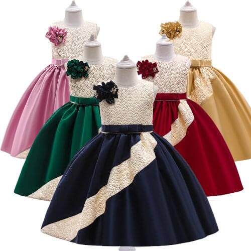 2021 Summer Kids Vintage Evening Dress For Girl Children Costume Flower Party Princess Dresses