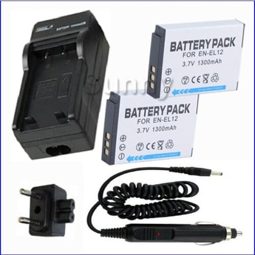 EL12 Battery 2Pack + Charger for Nikon Coolpix P300,P310,P330,P340,S31,S70,S610c,S610,S620,S630,S640,S710,S800c Digital Camera