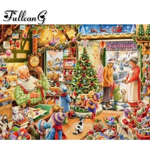 FULLCANG Christmas gift shop diy 5d diamond mosaic diamond painting full square round diamond embroidery sale decor FC2574