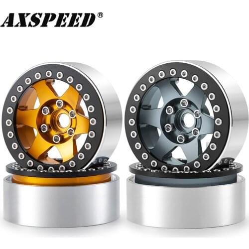 AXSPEED 4PCS Aluminum 1.9/2.2 Beadlock Wheel Rims for 1/10 RC Crawler Axial SCX10 Wraith 90048 RR10 Wheels Hubs Parts