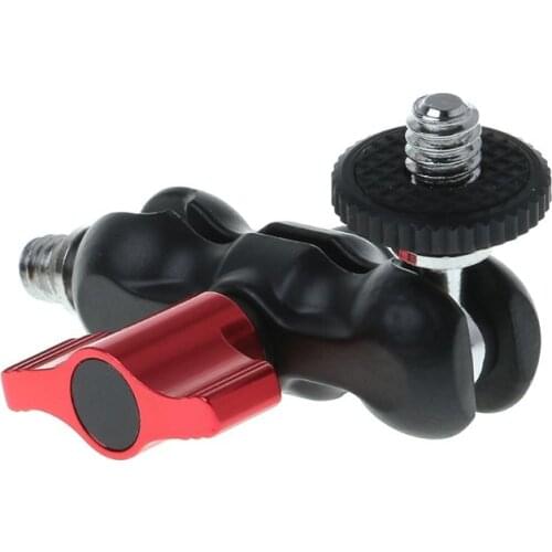 Double Ball Head Shoe Mount Adapter Arm 1/4\" Screw Portable GPS Phone LCD Monitor DV Video Light DSLR Camera