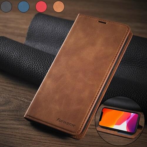 Wallet Card Slot Leather Case For iPhone 12 11 XS Pro Max X XR 8 7 6 6S Plus 5 5S SE 2020 Solid color Ultra Thin Magnetic Cover
