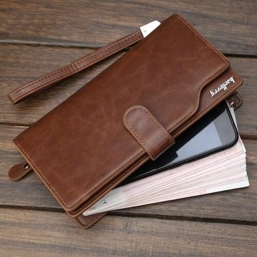 Leather retro portable new mens wallet multi functional business handbag Korean zipper buckle mobile phone bag
