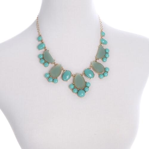 Fashion Jewelry For Women Waterdrop Collar Necklace Blue Hot Pink Necklace Gold Color