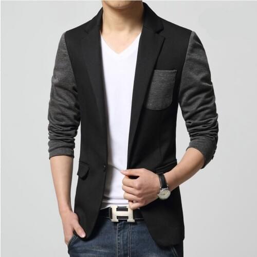 Hot Sale Brand Clothing Men Blazer Fashion Suit Blazer Slim Fit Masculine Blazer Casual Patchwork Male Suits Jacket FS-132