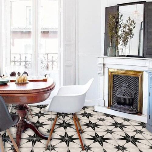 Retro Floor Tiles Wall Sticker Kitchen Bathroom Home Decor Peel & Stick Art Mural Wear-resistant Walkable Floor Decal 10/15/20/3