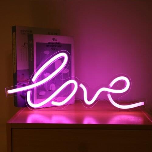 LOVE Neon Signs LED Neon Lights for Decor Couple Proposing Marriage Bedroom Beer Party Restaurant Room Wall Art Decoration Lamp