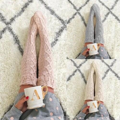 Winter Long Warm Leg Warmers Knitting Knee High Stockings Women Over The Knee Boot Topper Pantyhose