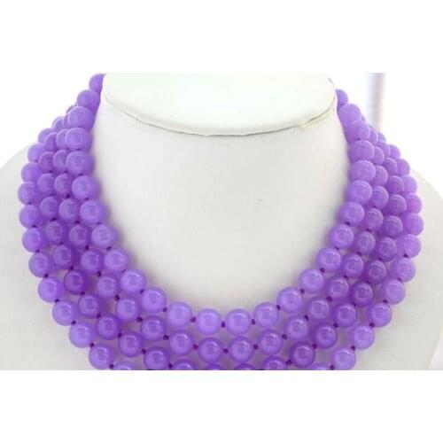 Charming Long 70" 10mm nature round purple violet necklace
